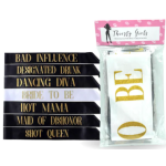 Thirsty Girls 7pcs Gold Glitter Bride to be Satin Sash Set